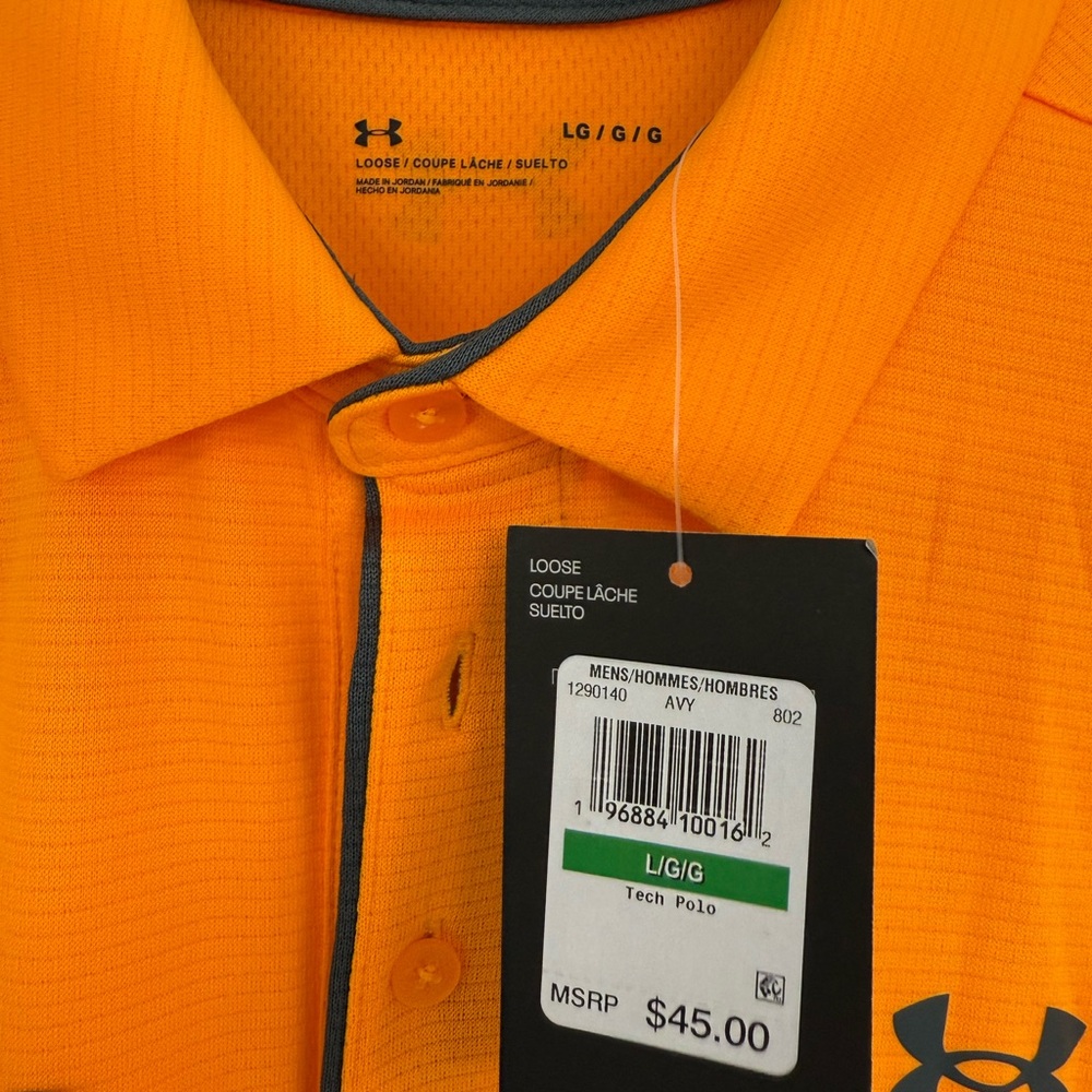 Under Armour Men's Bright Orange Polo - Picture 3 of 4